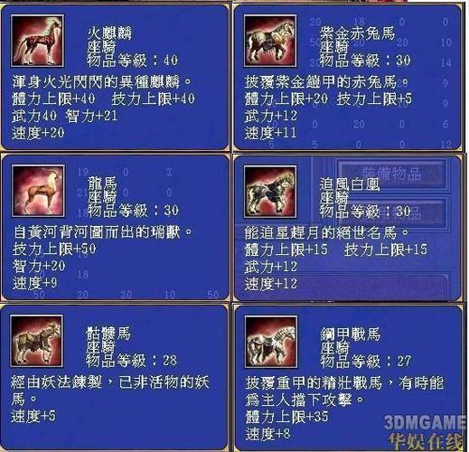 三国群英传7坐骑编号大全