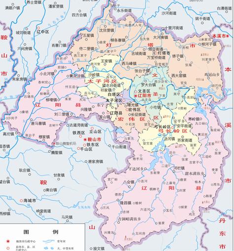 中国辽宁省鞍山市地图