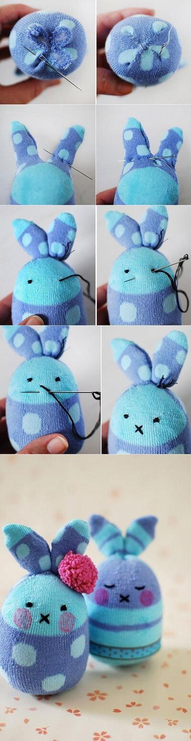 手工袜子小兔子制作