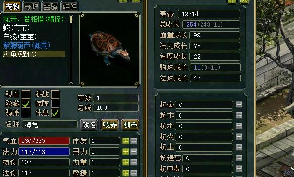 问道手游海龟强化后进化是按照那个
