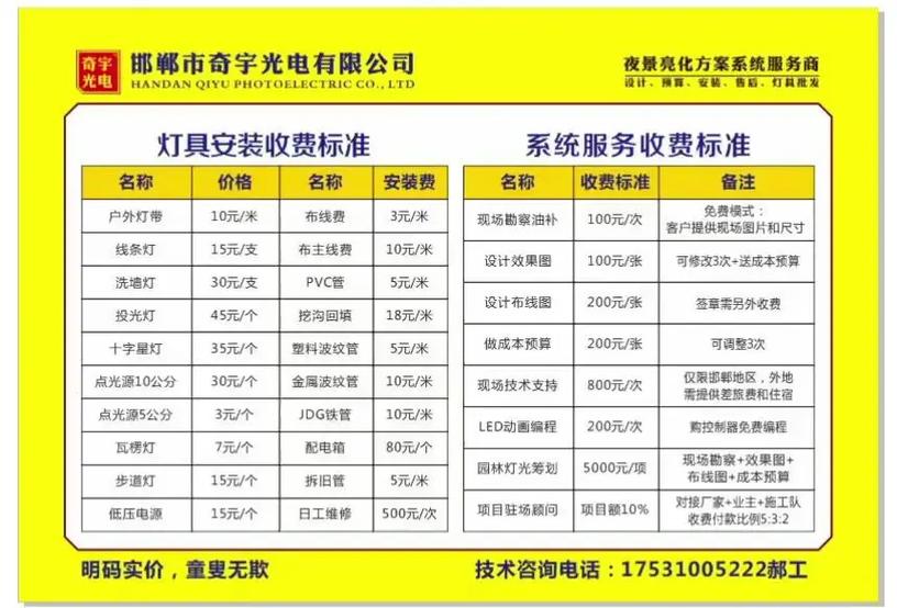 外墙亮化灯人工安装多少钱