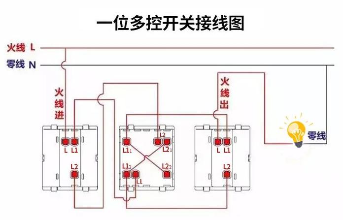 多控开关接电线正确接法