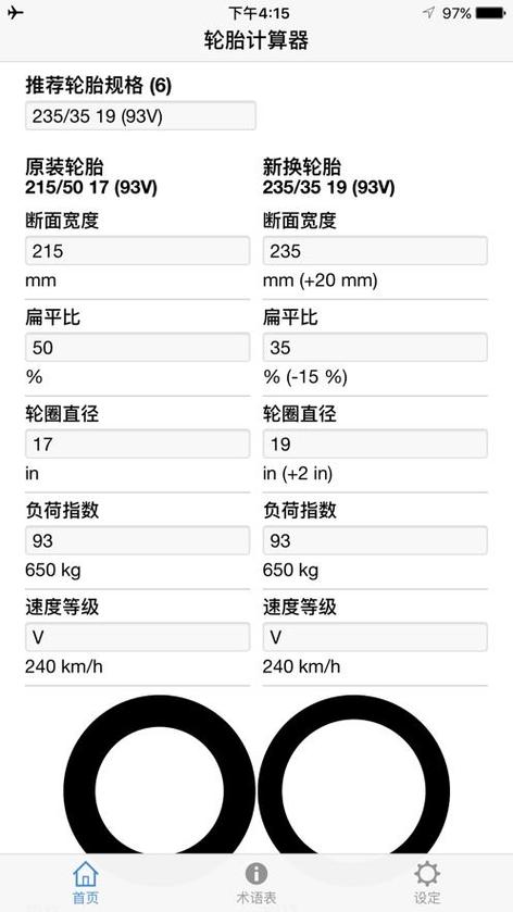 玩车之家 轮胎计算器