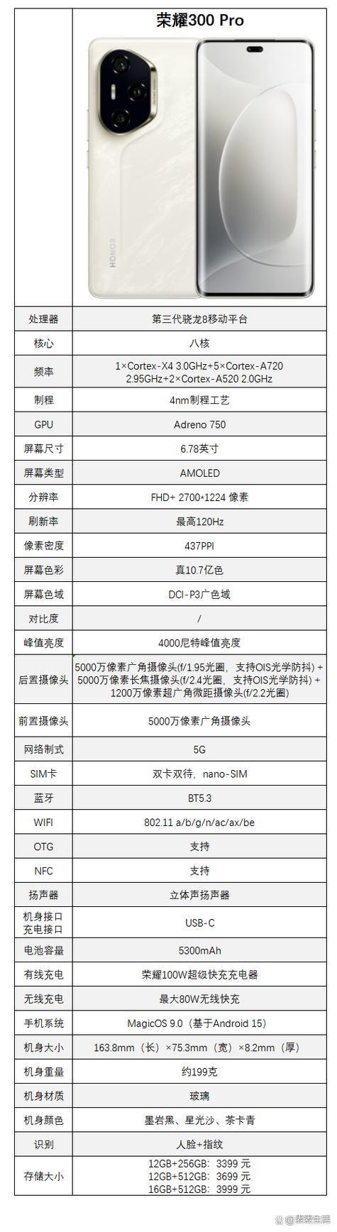 荣耀300pro像素参数在哪看