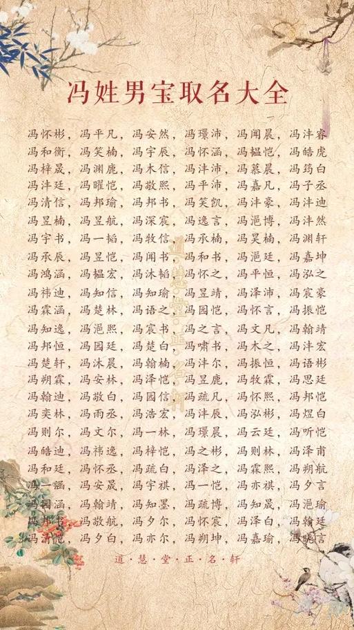 冯姓男孩取名100分