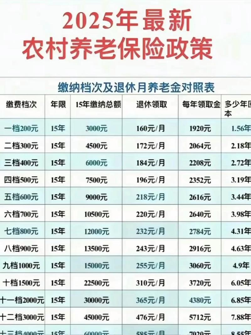 农民养老价格表
