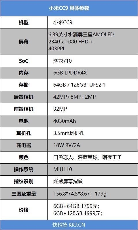 小米9参数详细参数配置