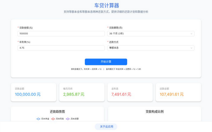 车贷计算器2026