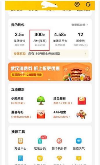 美团里面的月付在哪里找