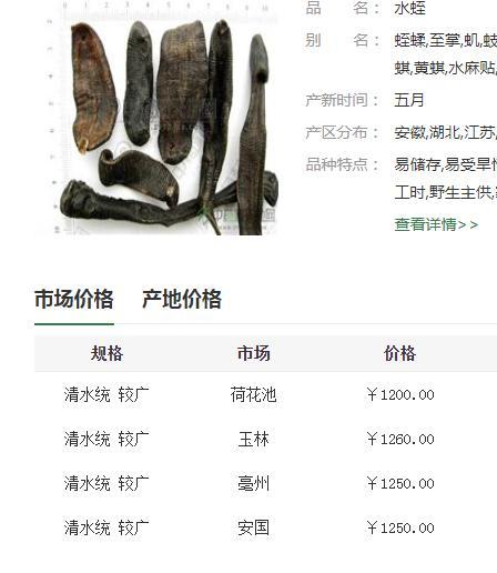 水蛭的价格多少钱一斤