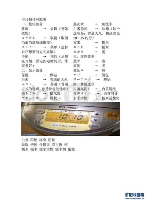 虎牌电饭煲jph说明书翻译