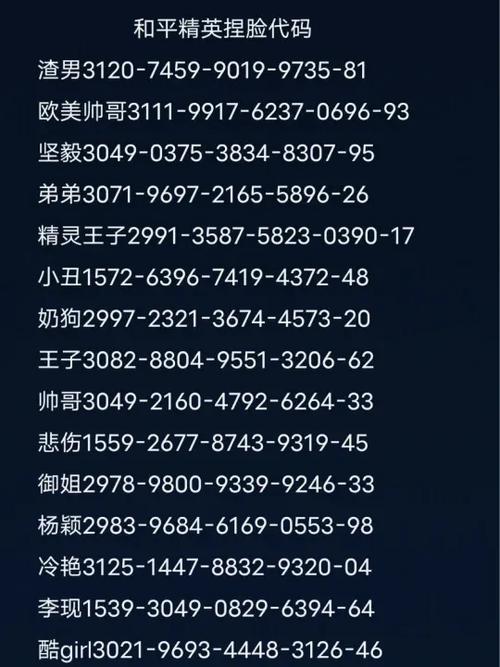 捏脸代码大全