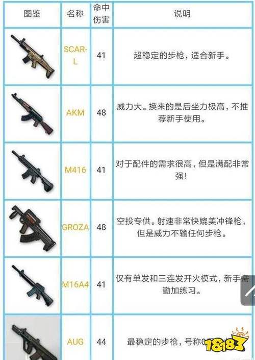 吃鸡各种枪的介绍