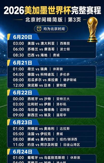 2026世界杯看球时间