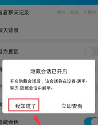 隐藏会话后对方知道吗