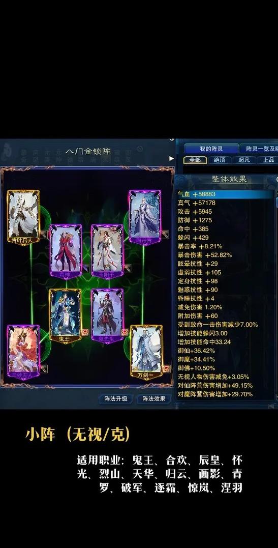 诛仙3躲闪8阵灵搭配图