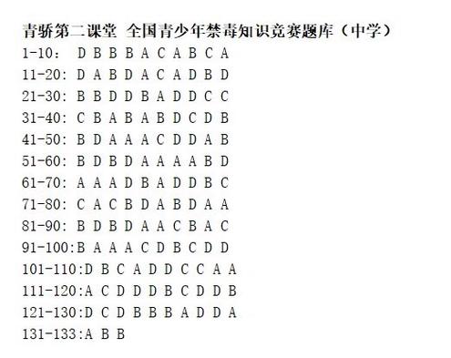 禁毒知识测试题答案