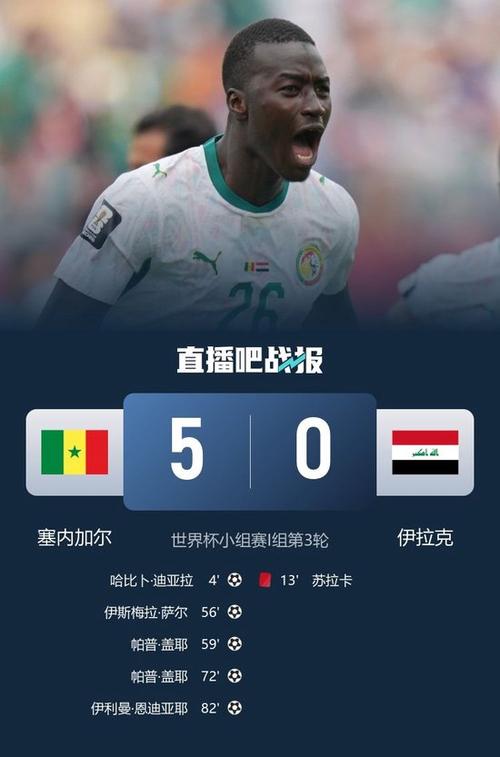 塞内加尔5-0十人伊拉克
