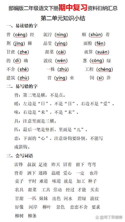 二年级下册语文背诵内容汇总打印