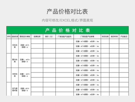 产品价格表模板带图片