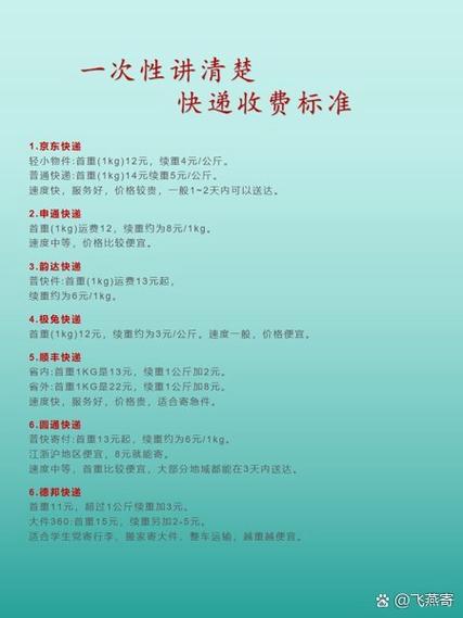 京东快递运费价格表