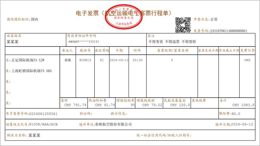 机票行程单图片