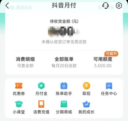 抖音月付每月扣多少钱