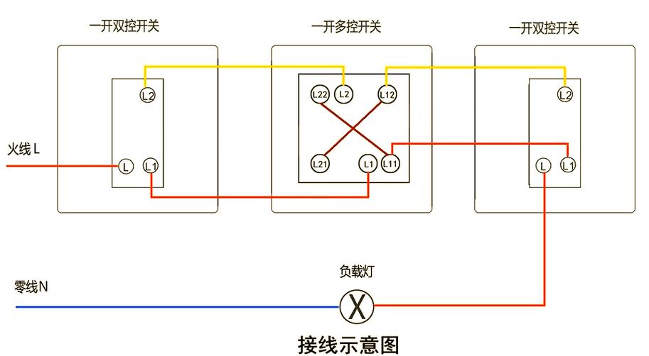 单开多控开关接线图