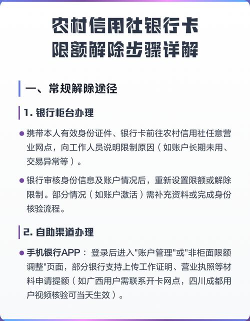信用社银行卡限额怎么解除