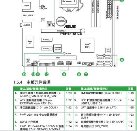 华硕p8h61大板接线图解