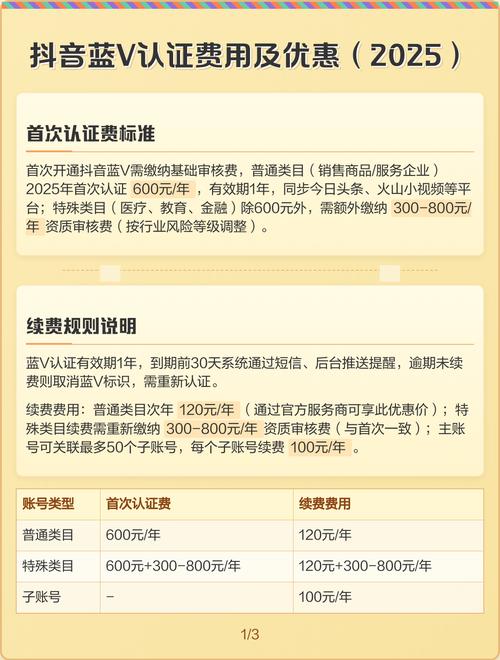 抖音认证蓝v需要多少钱