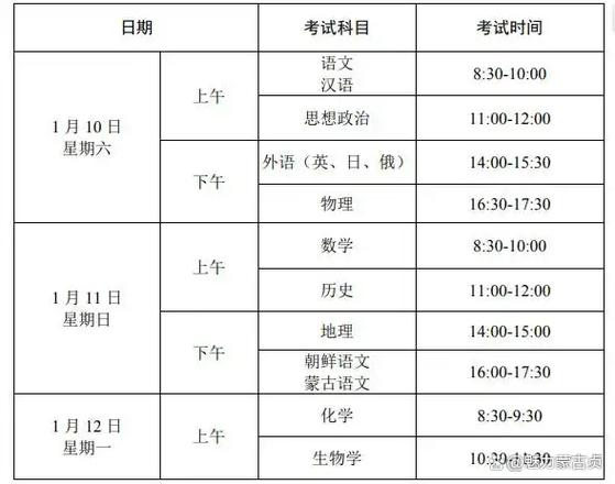 辽宁省高中学考时间