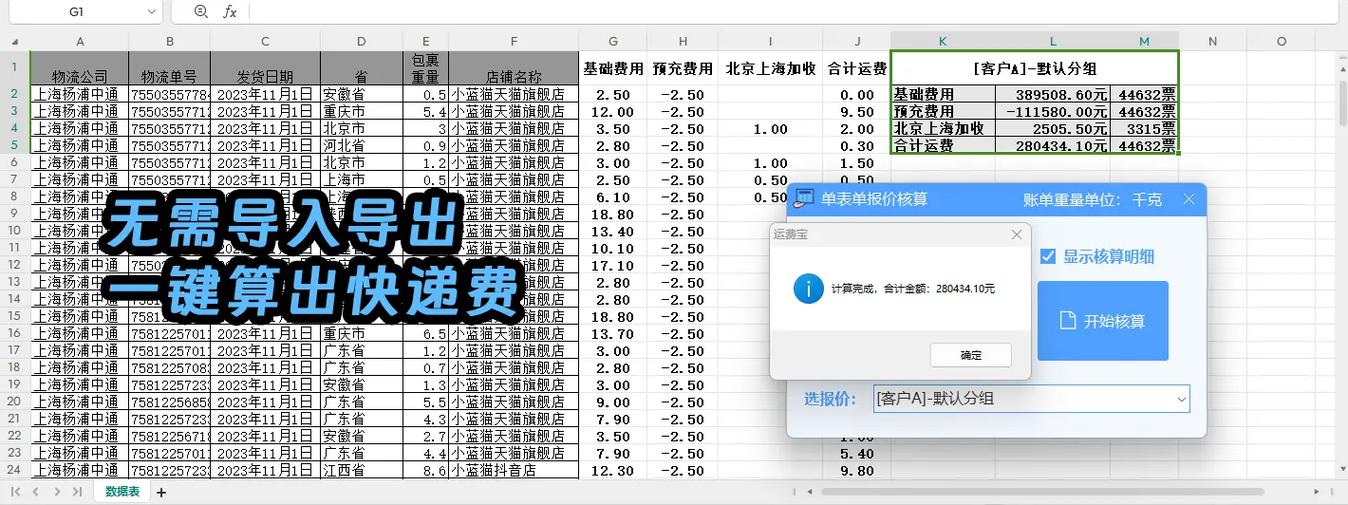 电商快递合作费用价格表