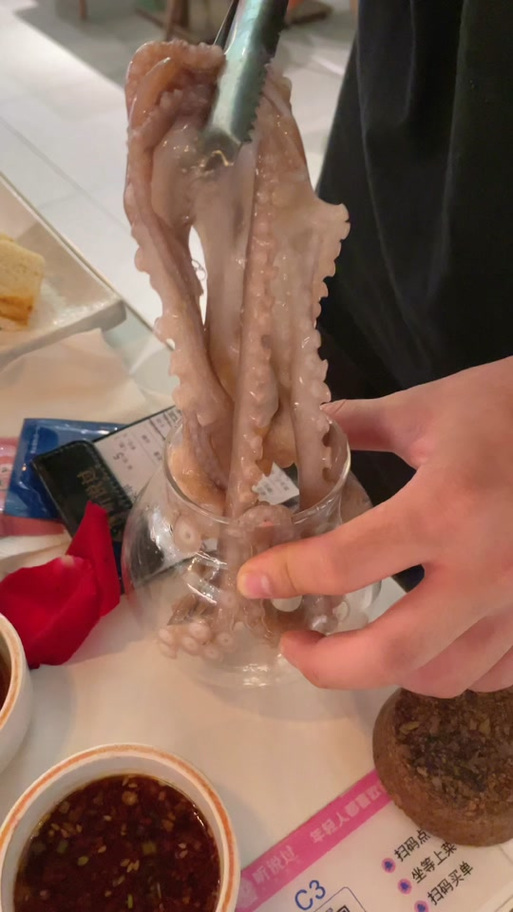 沉浸式吃生八爪鱼