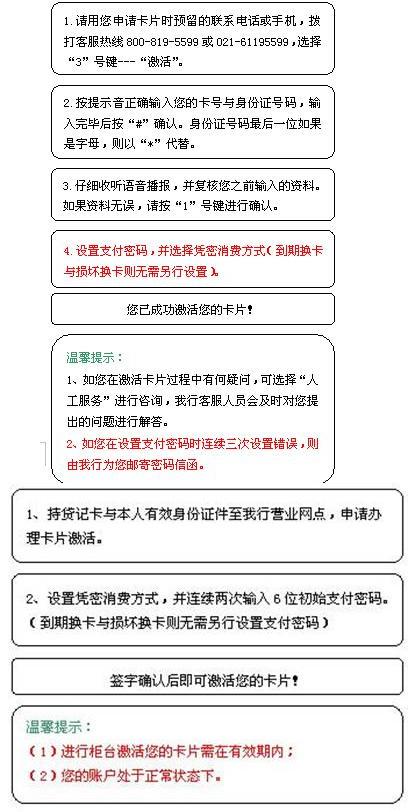 农行信用卡激活注意事项