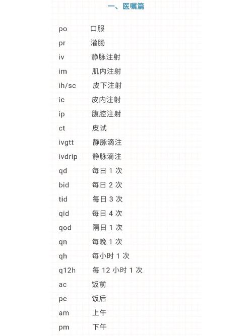 医学各种术语的缩写