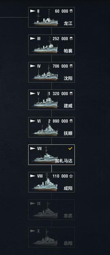 战舰世界舰船代号大全