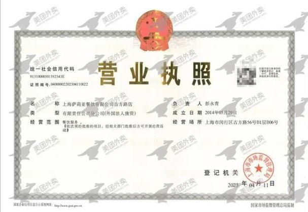 美团营业执照