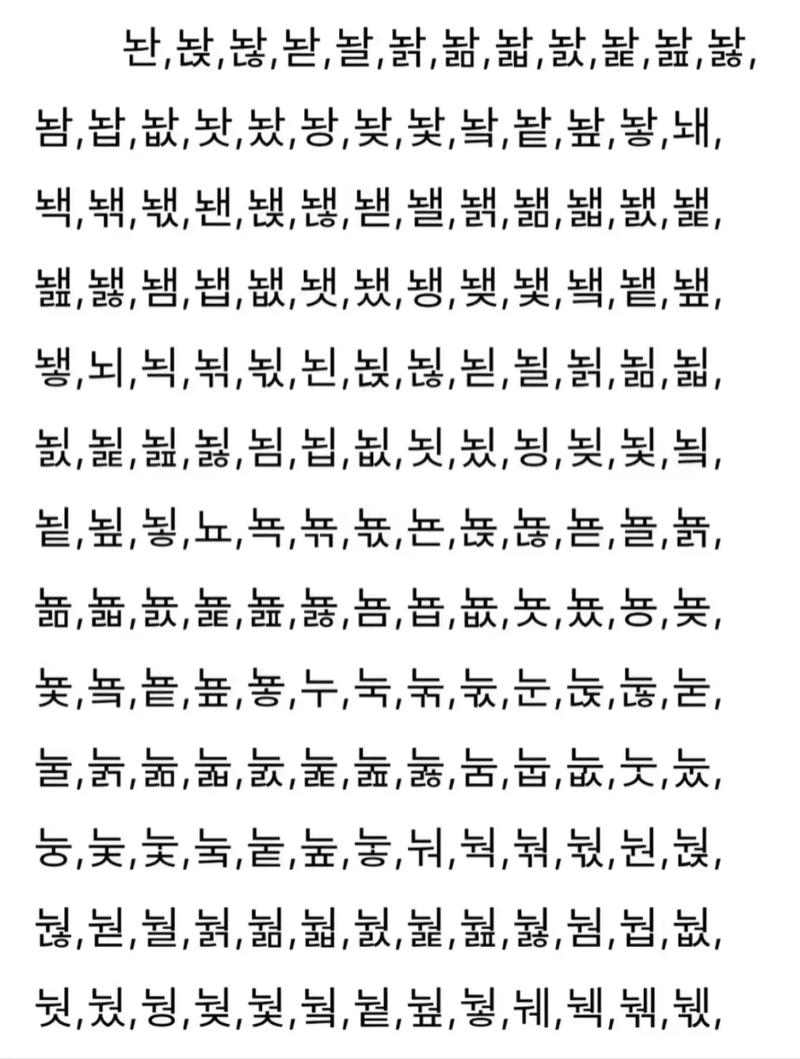 韩文单字id大全