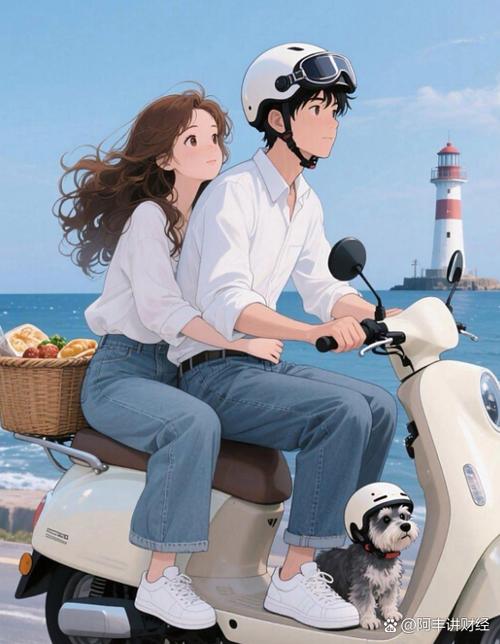 情侣骑电动车浪漫图片