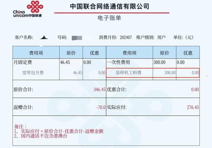 联通网费收费标准