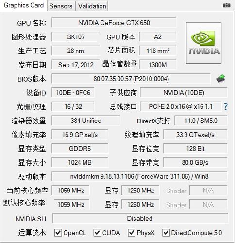 gtx650显卡参数