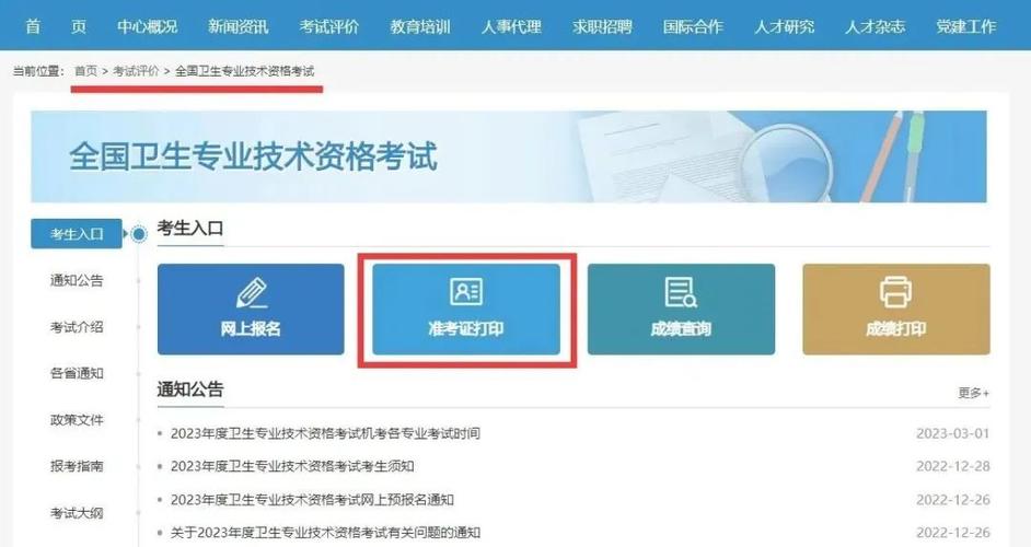 主管护师准考证打印入口
