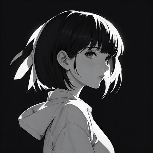 背景是白色穿黑色衣服美女头像