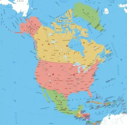 北美地图高清版大图中文