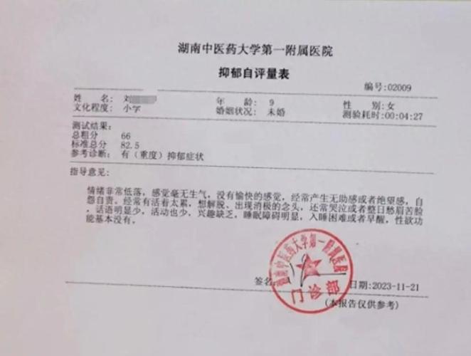 抑郁症诊断报告单生成器