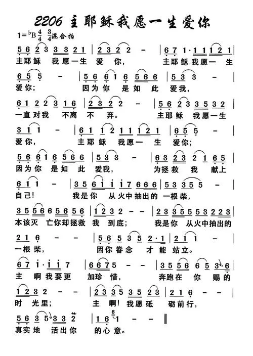 赞美诗456首主啊我愿一生献于你