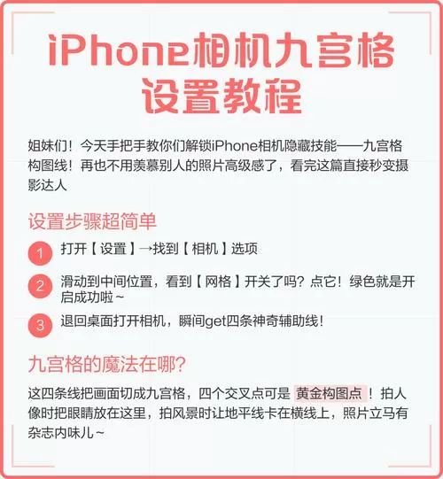 苹果手机相机怎么设置九宫格